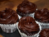 Chocolate cupcakes with chocolate buttercream frosting